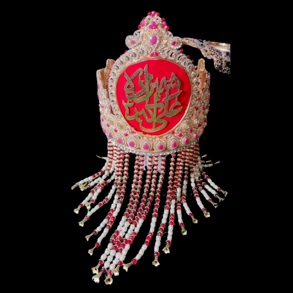 Red Kashi Taaj Panja with Stone Work