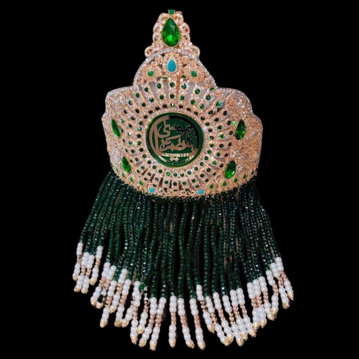 Green Kashi Taj Panja With Stone Work