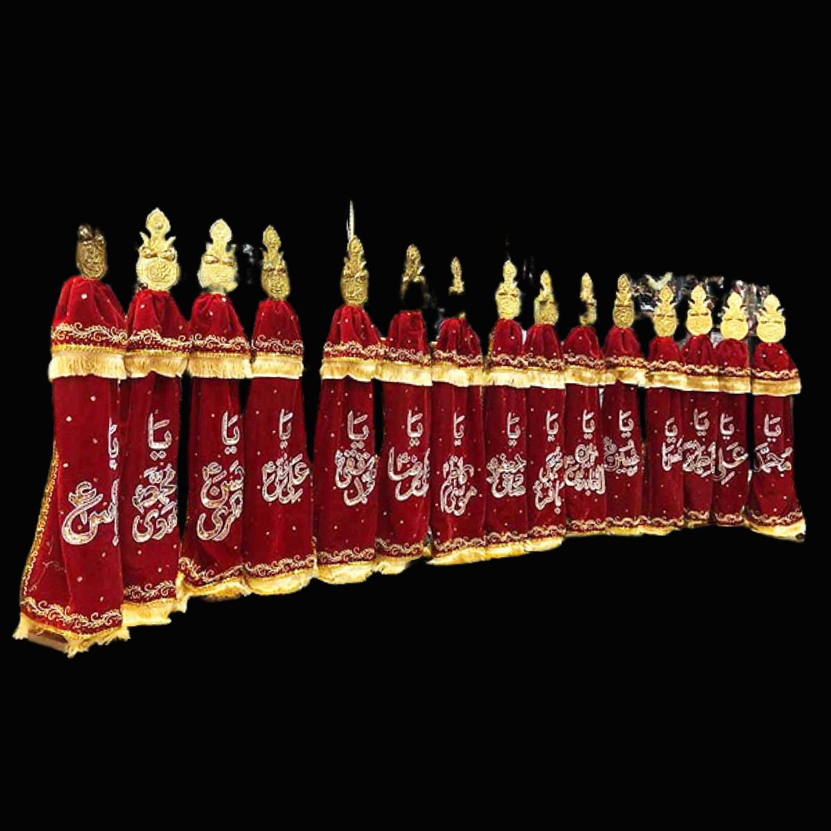 15th Pcs Masomeen as Alam With Mola Abbas AS Set AzaKhana Maroon Color