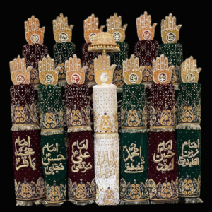 15th Pcs Masomeen as Alam With Mola Abbas AS Set AzaKhana Multi Color