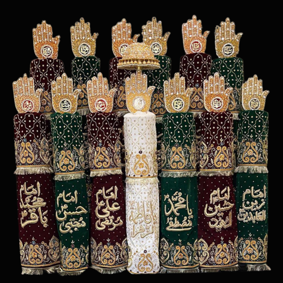 15th Pcs Masomeen as Alam With Mola Abbas AS Set AzaKhana Multi Color