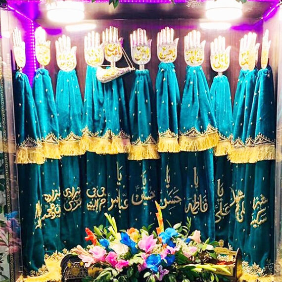 15th Pcs Masomeen as Alam With Mola Abbas AS Set AzaKhana Green Color