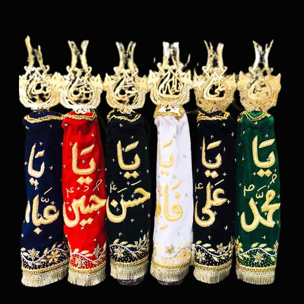 6Pcs Panjetan as Alam With Mola Abbas AS Set AzaKhana Multiple Color