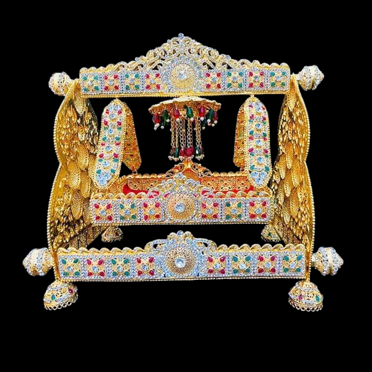 Jhoola Ali Asghar Golden with Multicolor Stones